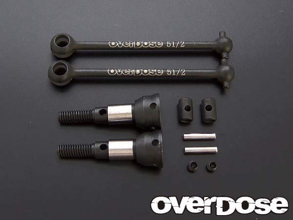 OVER DOSE OD1178 切れ角UP対応ドライブシャフトセット(51mm/2mmピン, ヨコモドリパケフロント用)